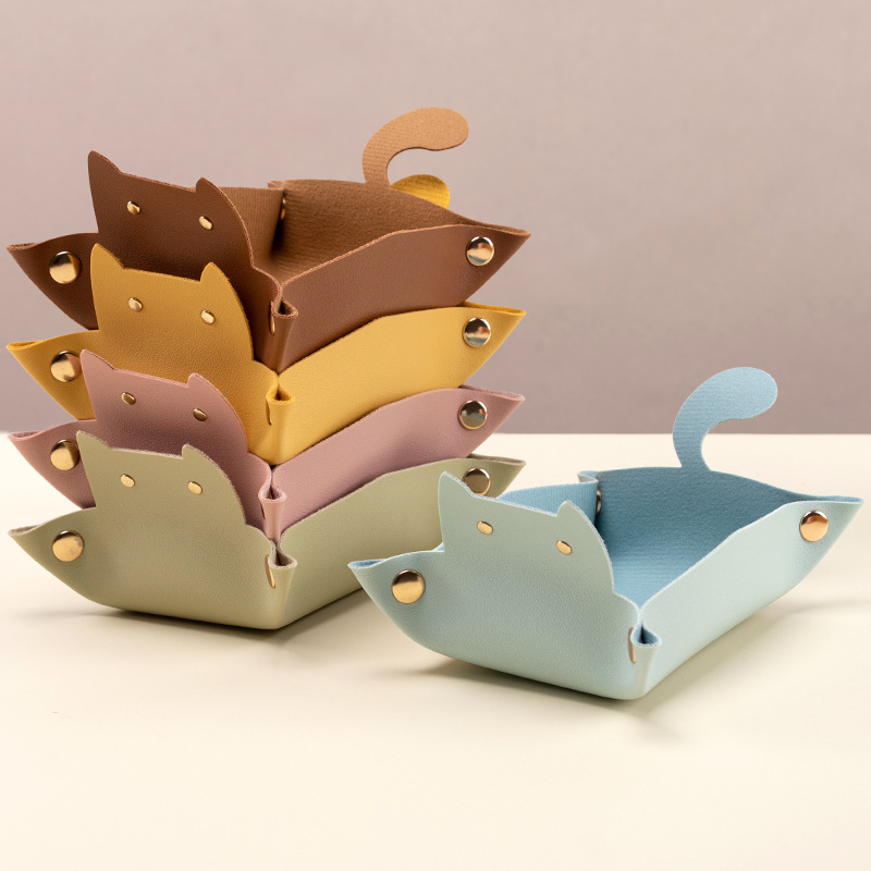 Cat Leather Storage Tray/Dice Tray