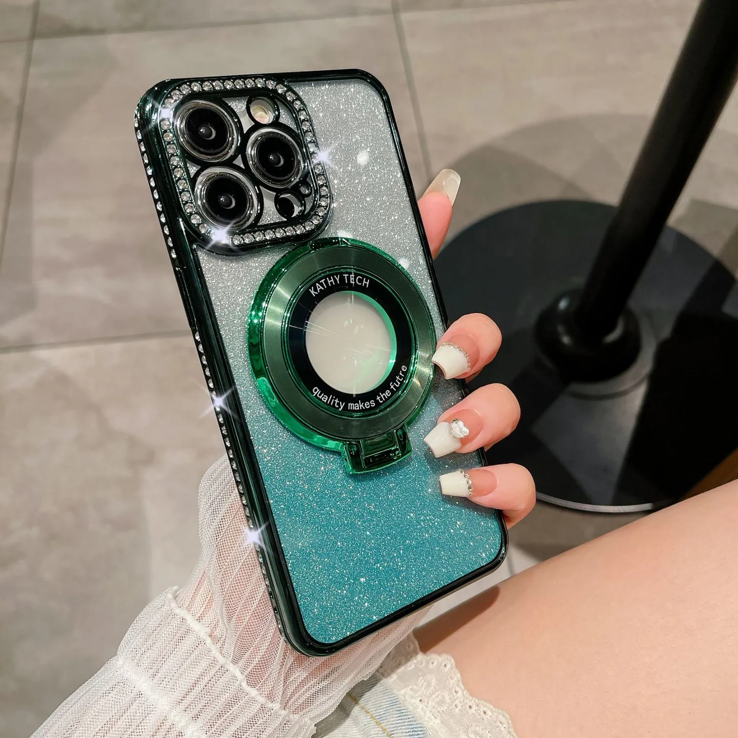 💝Valentine's Day Gifts - ✨Glitter Diamond Magnetic Ring Holder Case For IPHONE