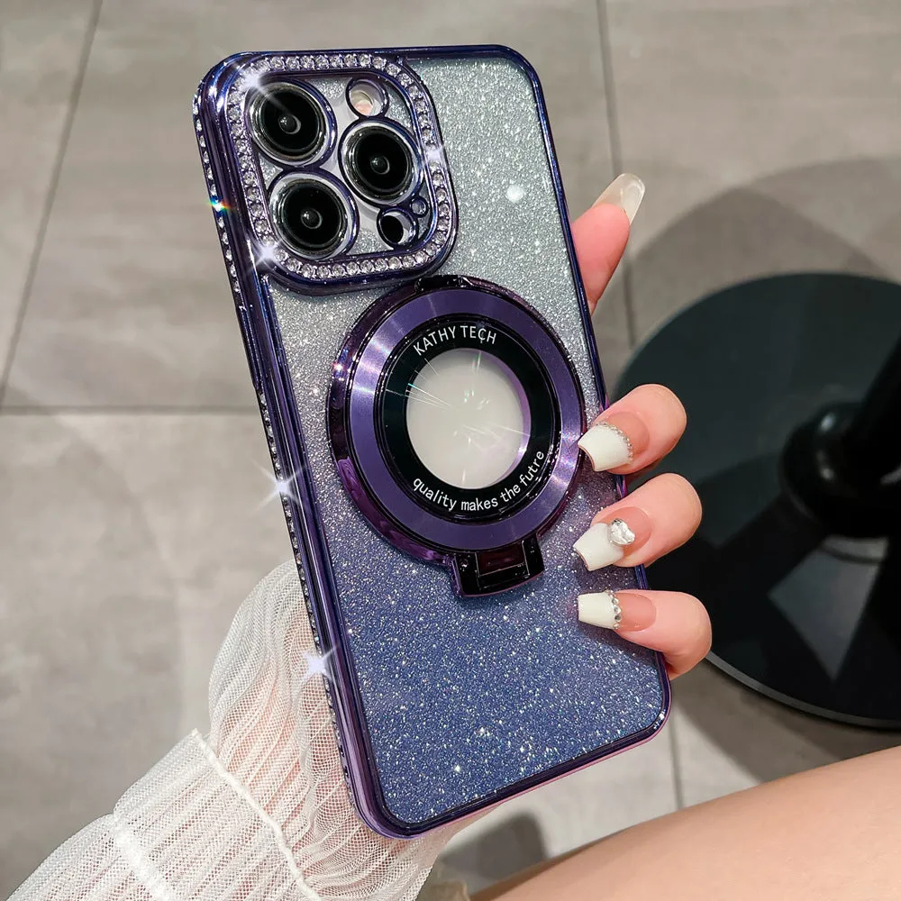 💝Valentine's Day Gifts - ✨Glitter Diamond Magnetic Ring Holder Case For IPHONE