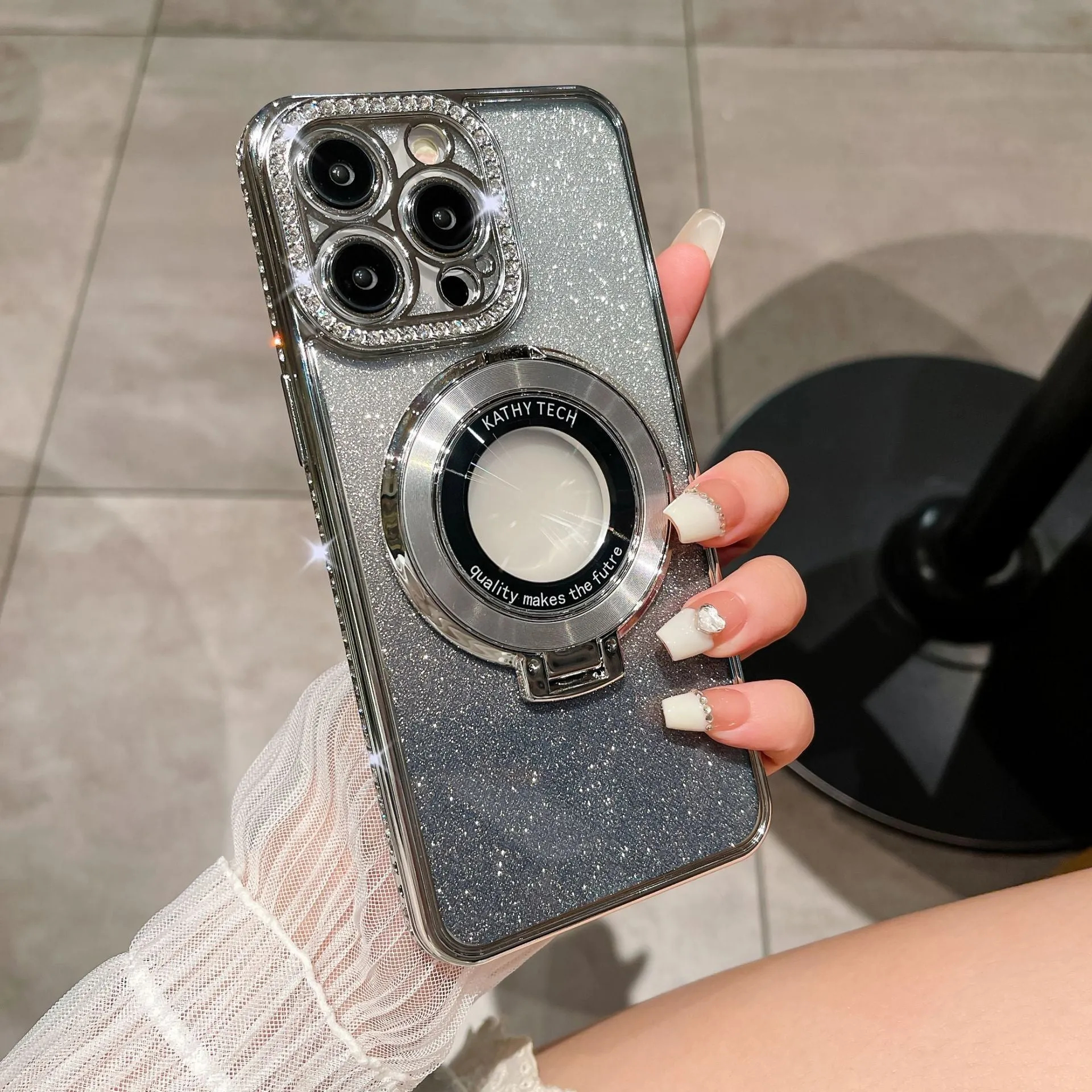💝Valentine's Day Gifts - ✨Glitter Diamond Magnetic Ring Holder Case For IPHONE