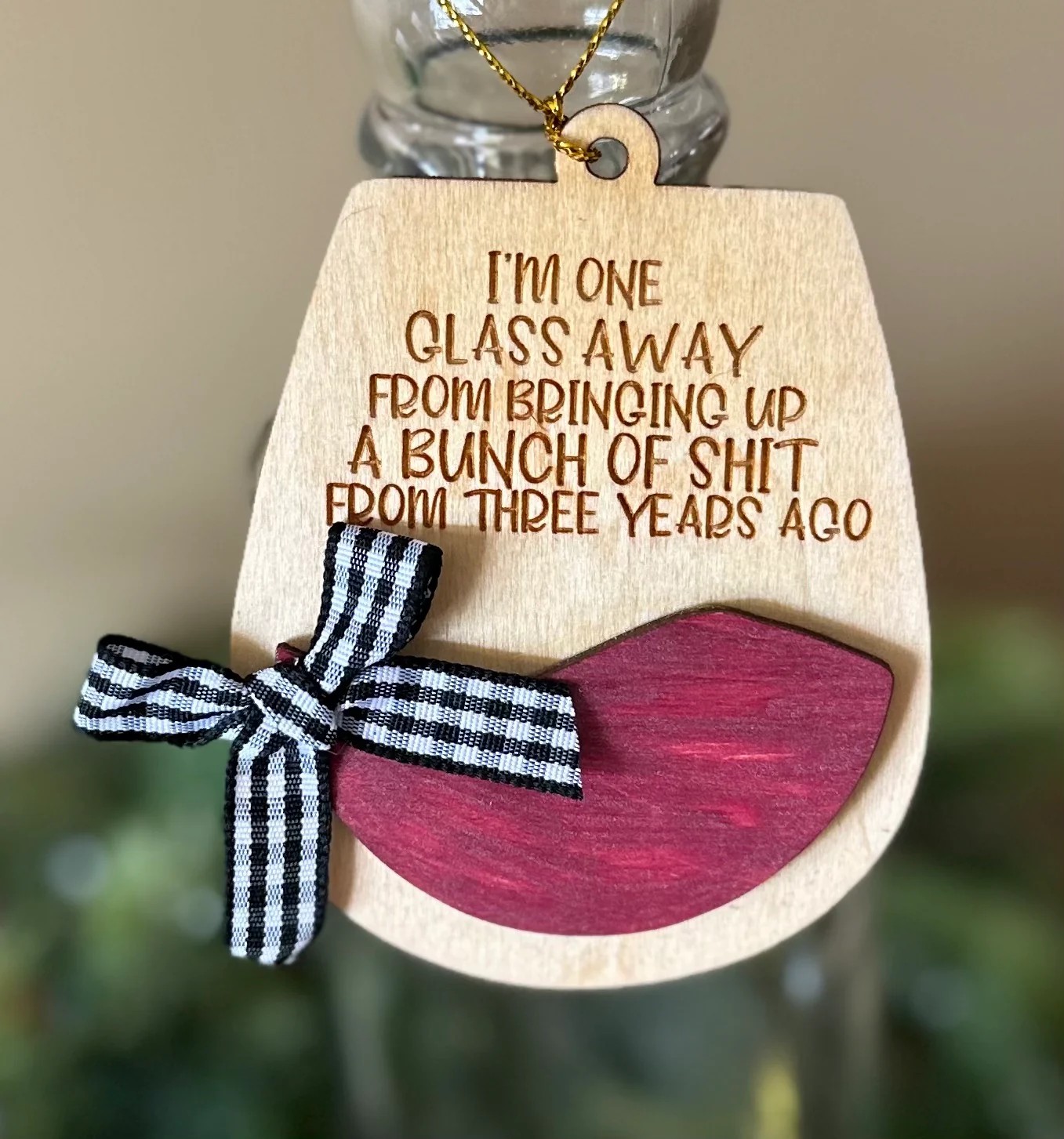Funny Christmas Wine Ornament