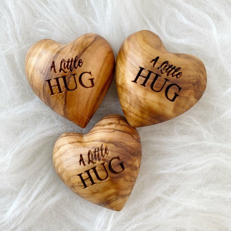 Pocket Hug Wooden Heart Token--Thanksgiving gifts, Christmas gifts