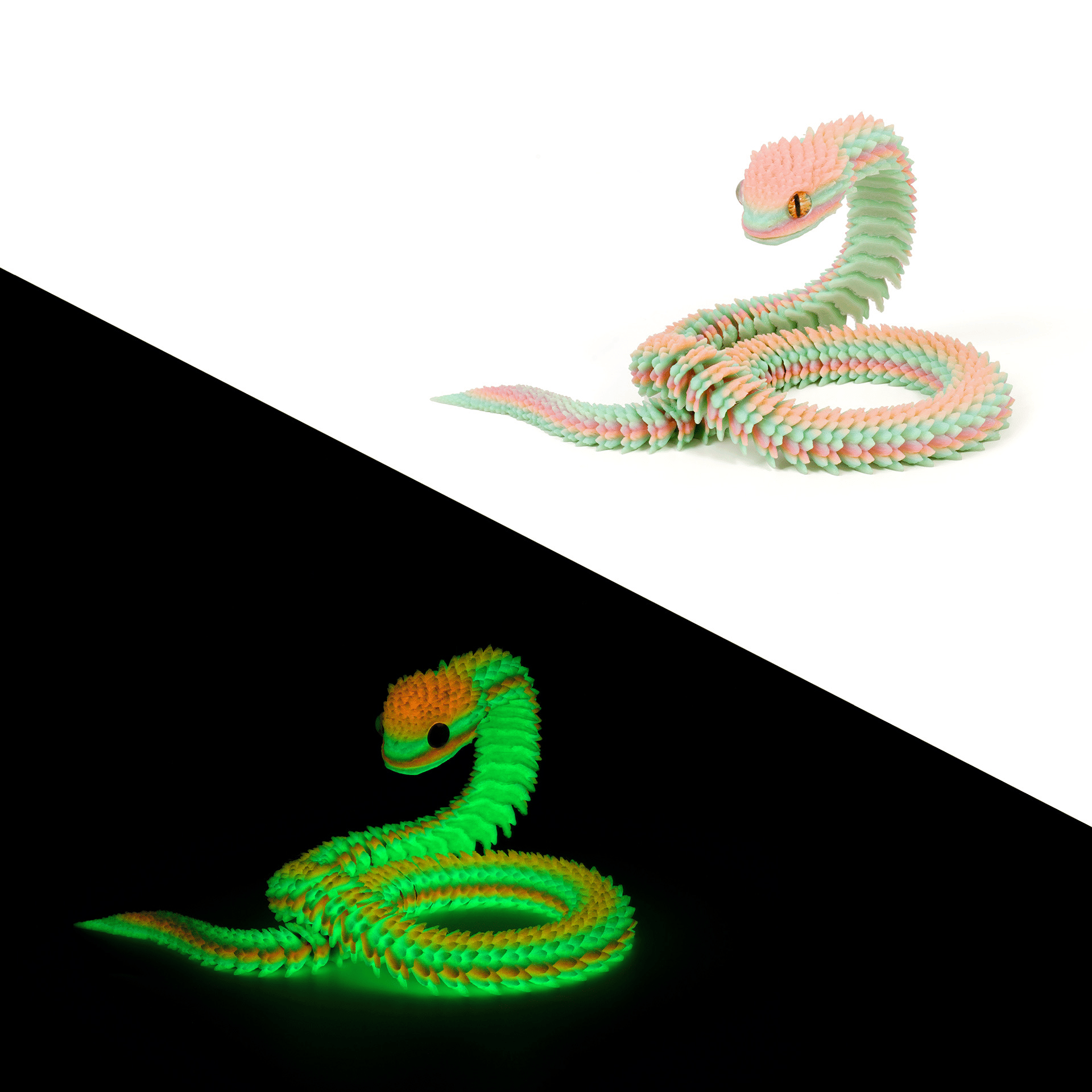 3D Printed Articulated Bush Viper Snake🐍