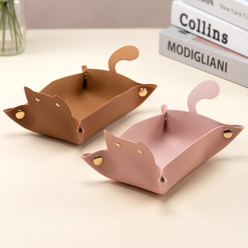 Cat Leather Storage Tray/Dice Tray