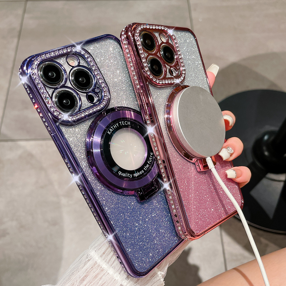 💝Valentine's Day Gifts - ✨Glitter Diamond Magnetic Ring Holder Case For IPHONE