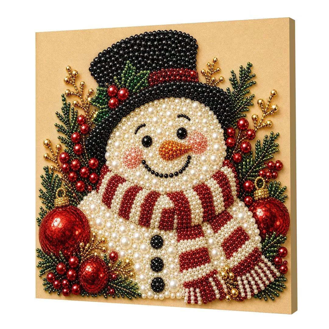 Holiday Pearl Painting DIY Kit – Beginner-Friendly 3D Beaded Artwork with Display Frame