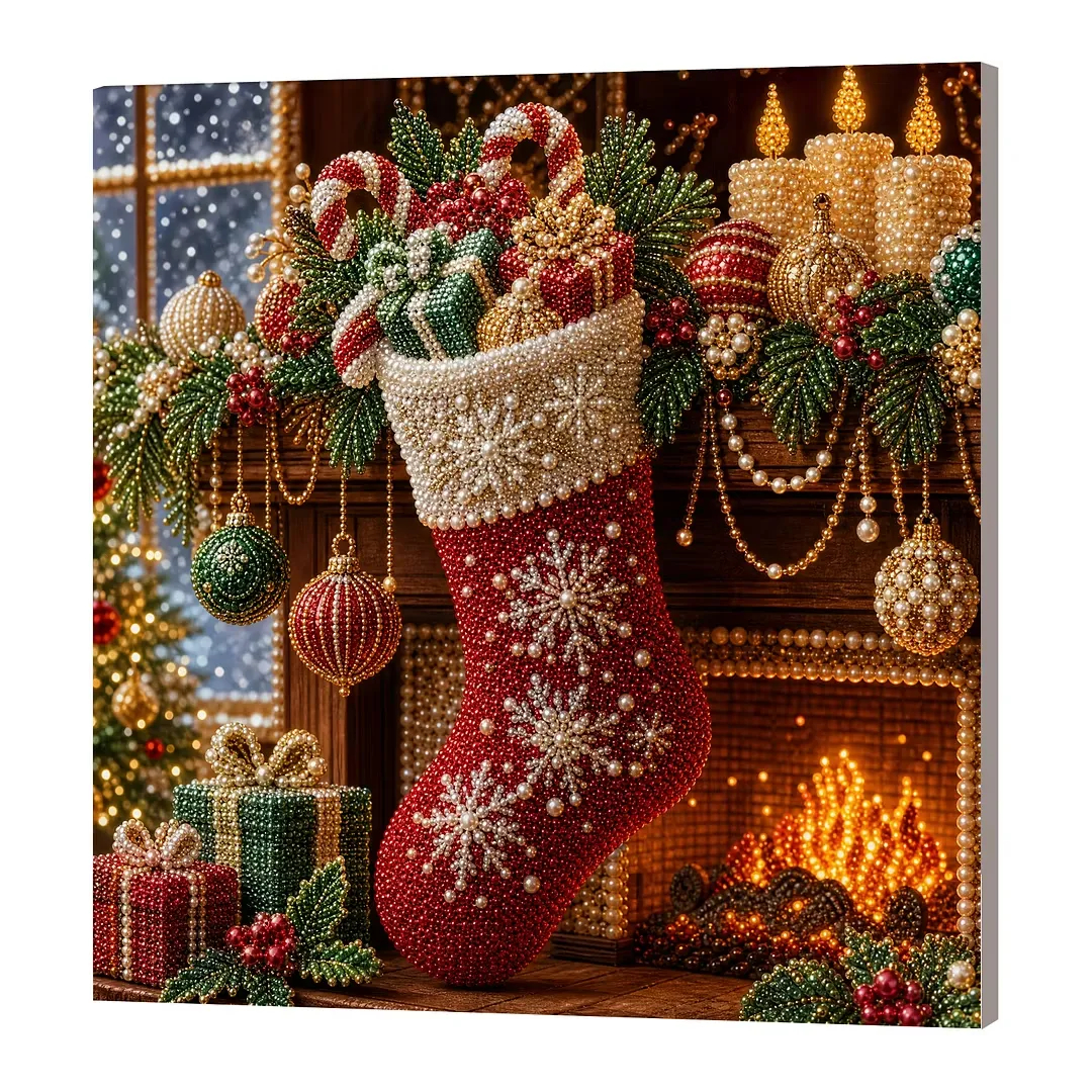 Holiday Pearl Painting DIY Kit – Beginner-Friendly 3D Beaded Artwork with Display Frame