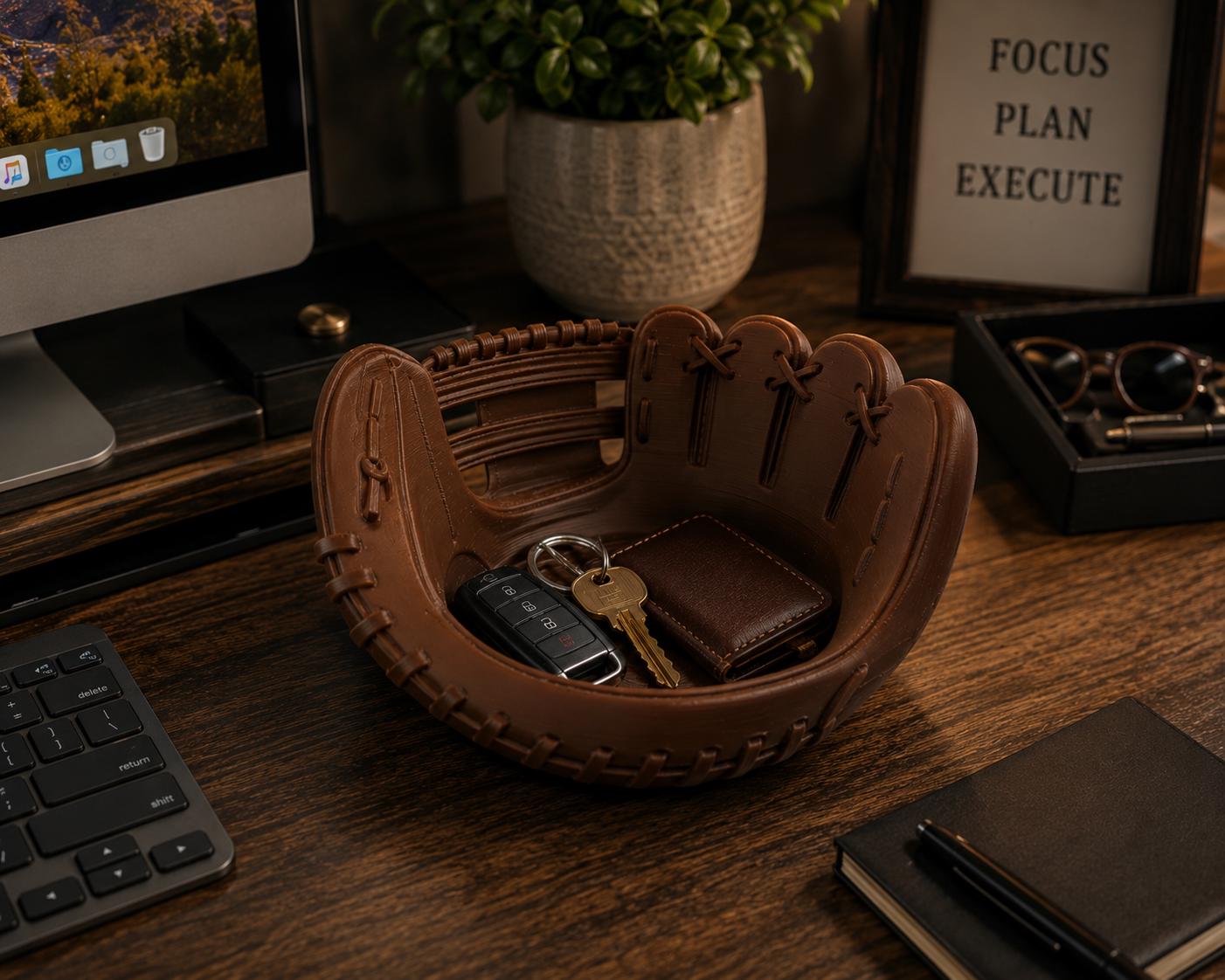 Baseball Glove Storage Bowl – Rustic Catch-All Tray for Keys, Coins & Accessories