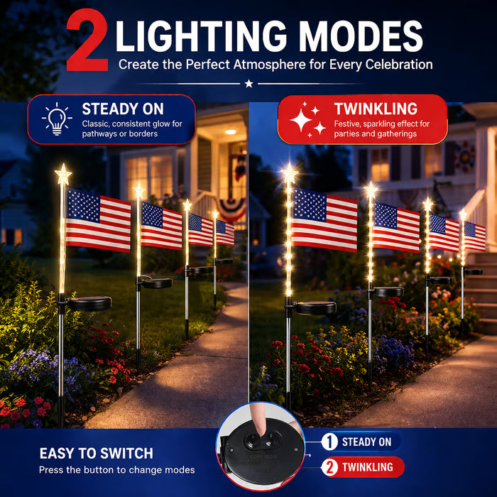 Solar American Flag Garden Stakes – Patriotic Outdoor Decor Set