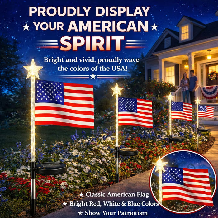 Solar American Flag Garden Stakes – Patriotic Outdoor Decor Set
