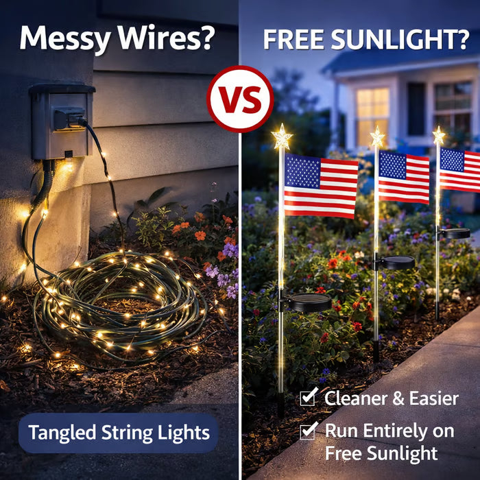 Solar American Flag Garden Stakes – Patriotic Outdoor Decor Set