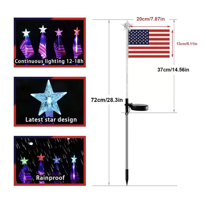 Solar American Flag Garden Stakes – Patriotic Outdoor Decor Set