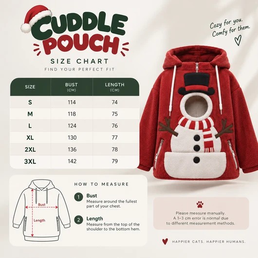 Christmas Cat Pouch Hoodie – Cozy Snowman Pullover for Pet Lovers