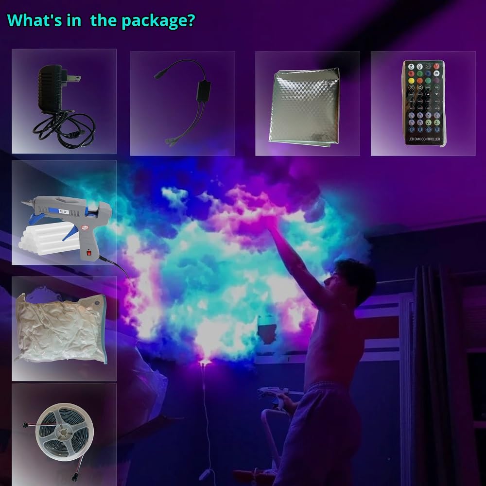 RGB Thunder Cloud Ceiling Lights – DIY Music Sync LED Cloud Decor for Bedroom & Gaming Room