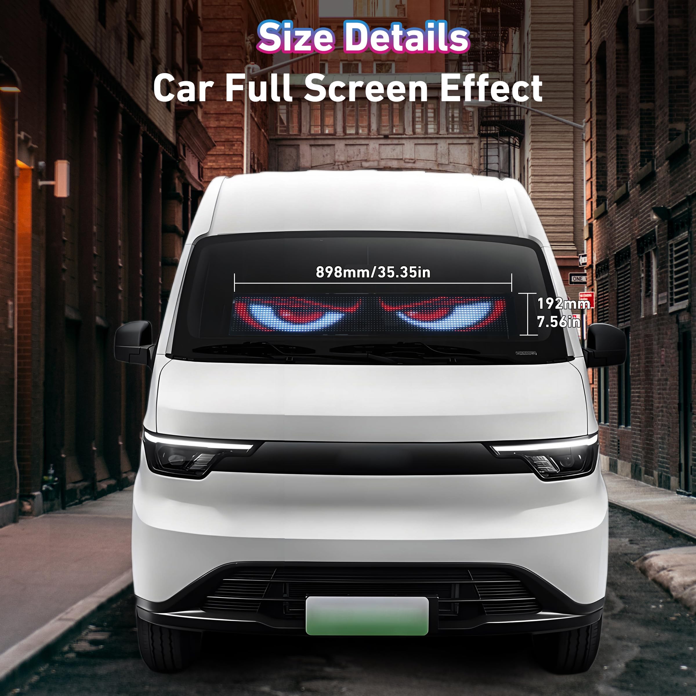 Programmable Devil Eyes Car Lights – Flexible RGB LED Windshield Display with App & Remote Control for Cars & Trucks