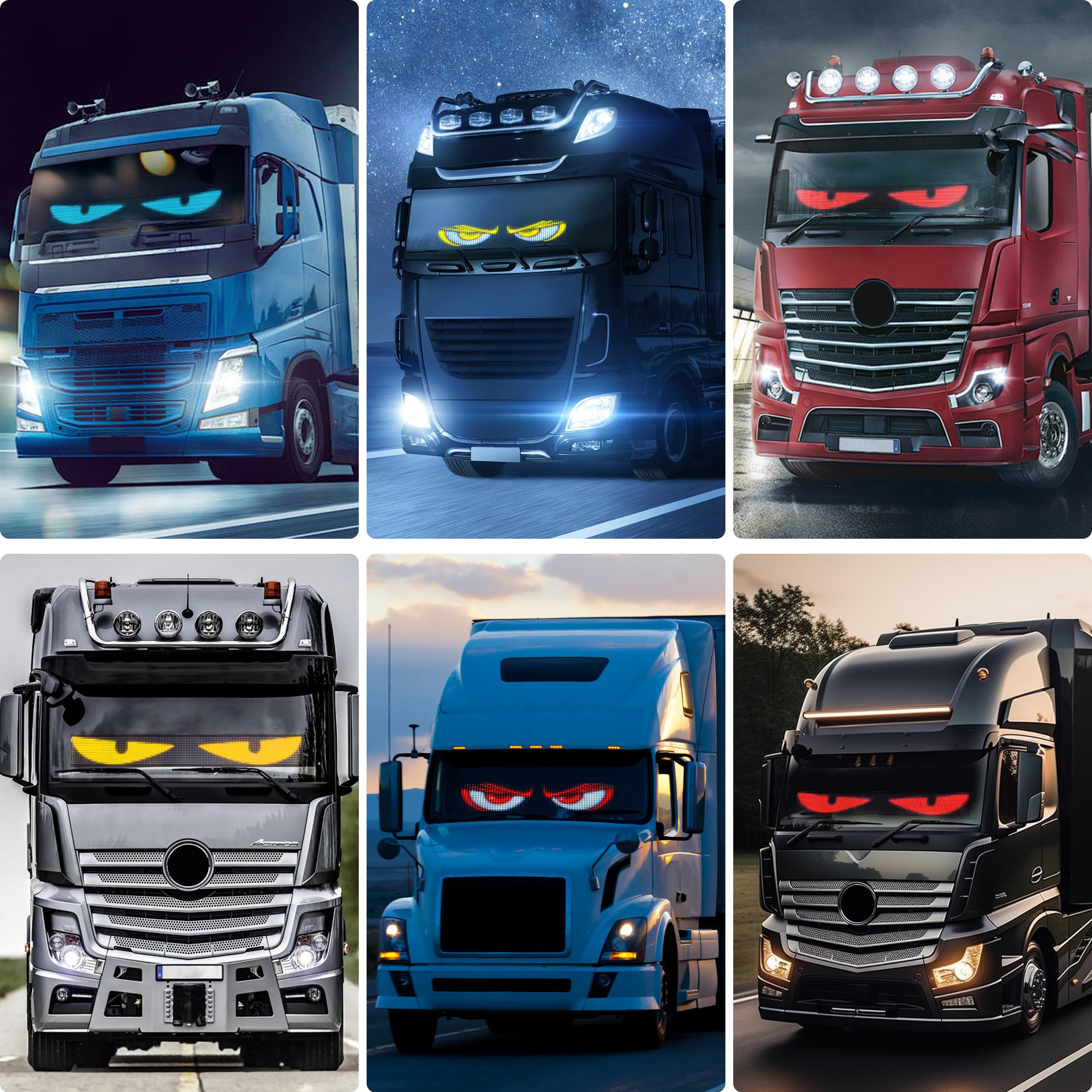 Programmable Devil Eyes Car Lights – Flexible RGB LED Windshield Display with App & Remote Control for Cars & Trucks