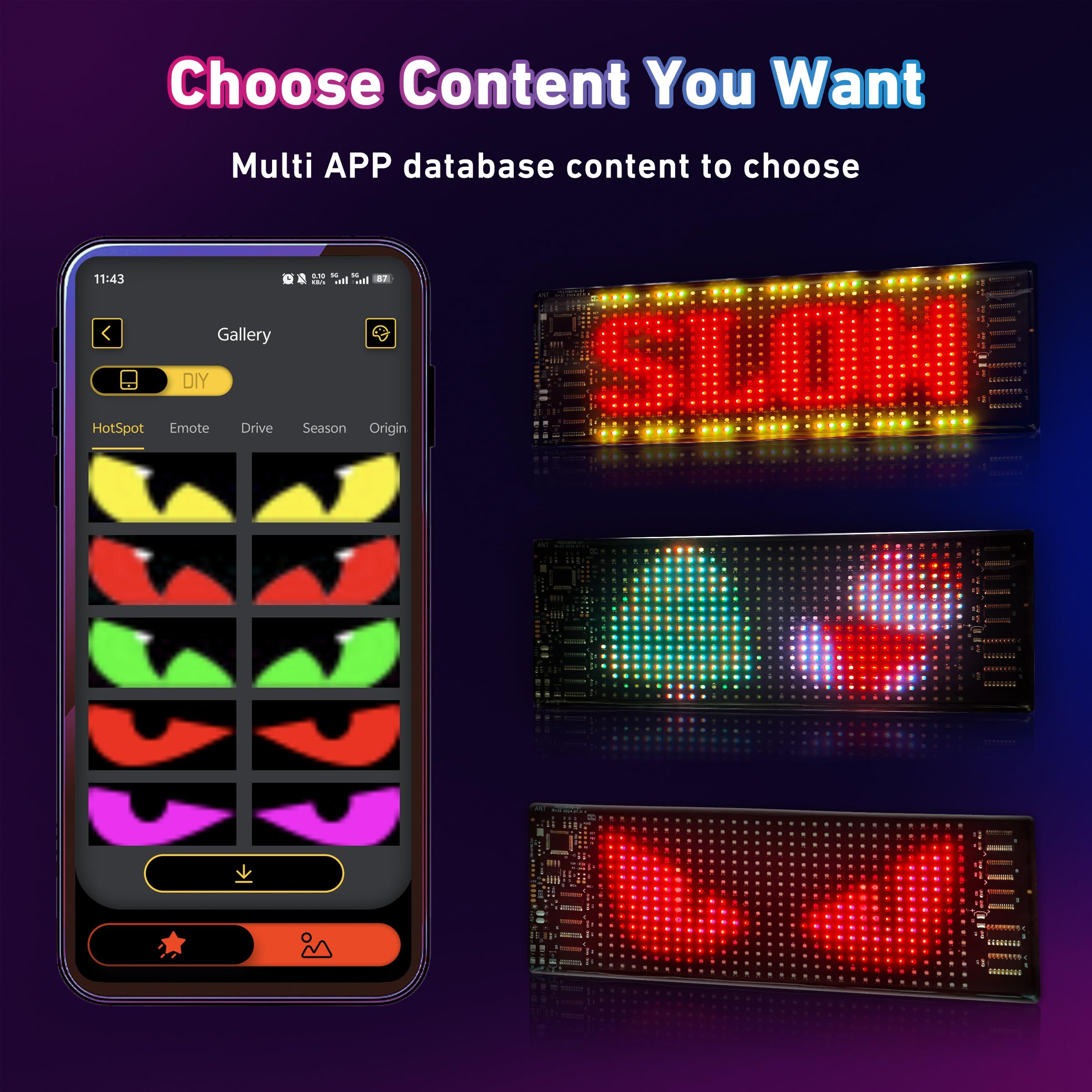 Programmable Devil Eyes Car Lights – Flexible RGB LED Windshield Display with App & Remote Control for Cars & Trucks