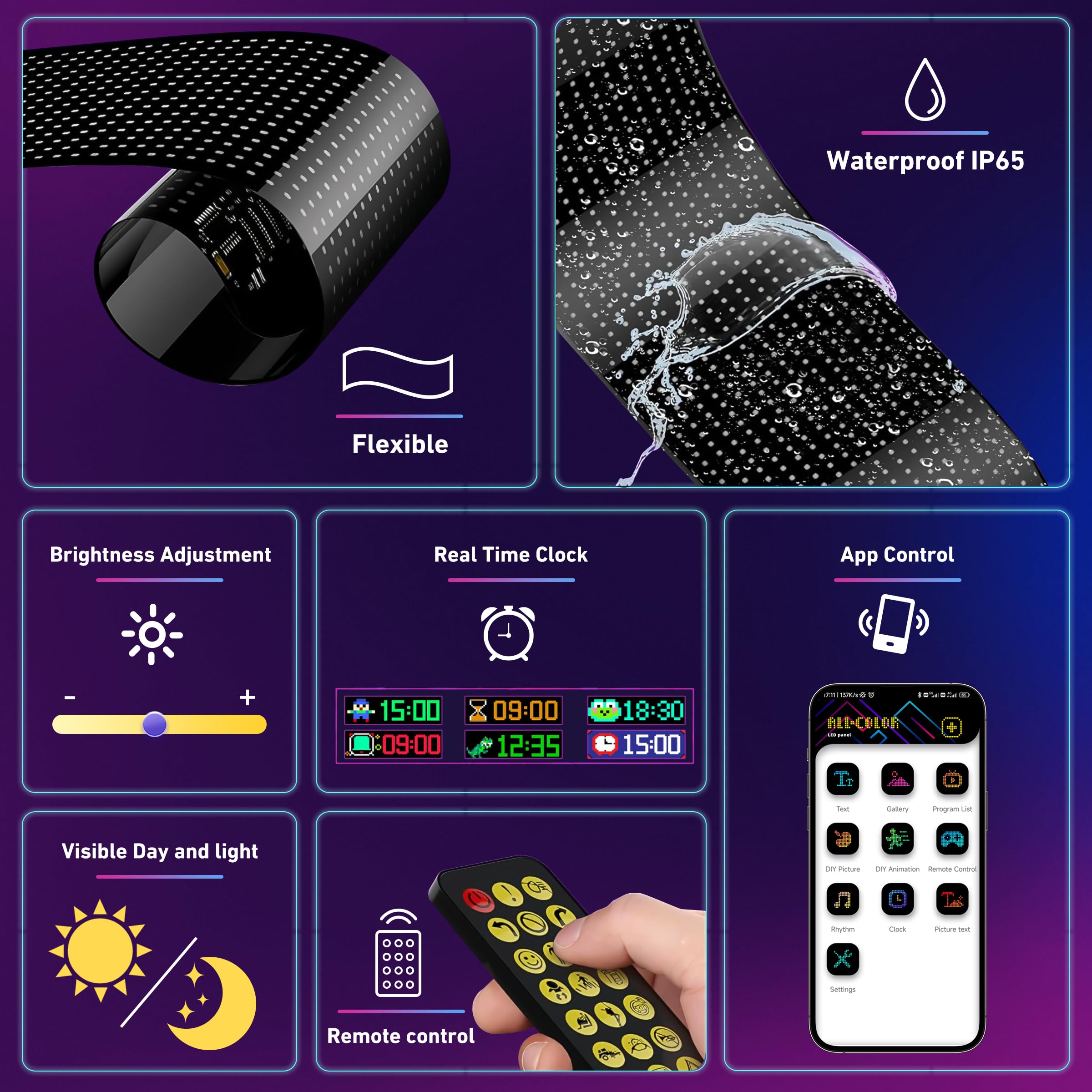 Programmable Devil Eyes Car Lights – Flexible RGB LED Windshield Display with App & Remote Control for Cars & Trucks