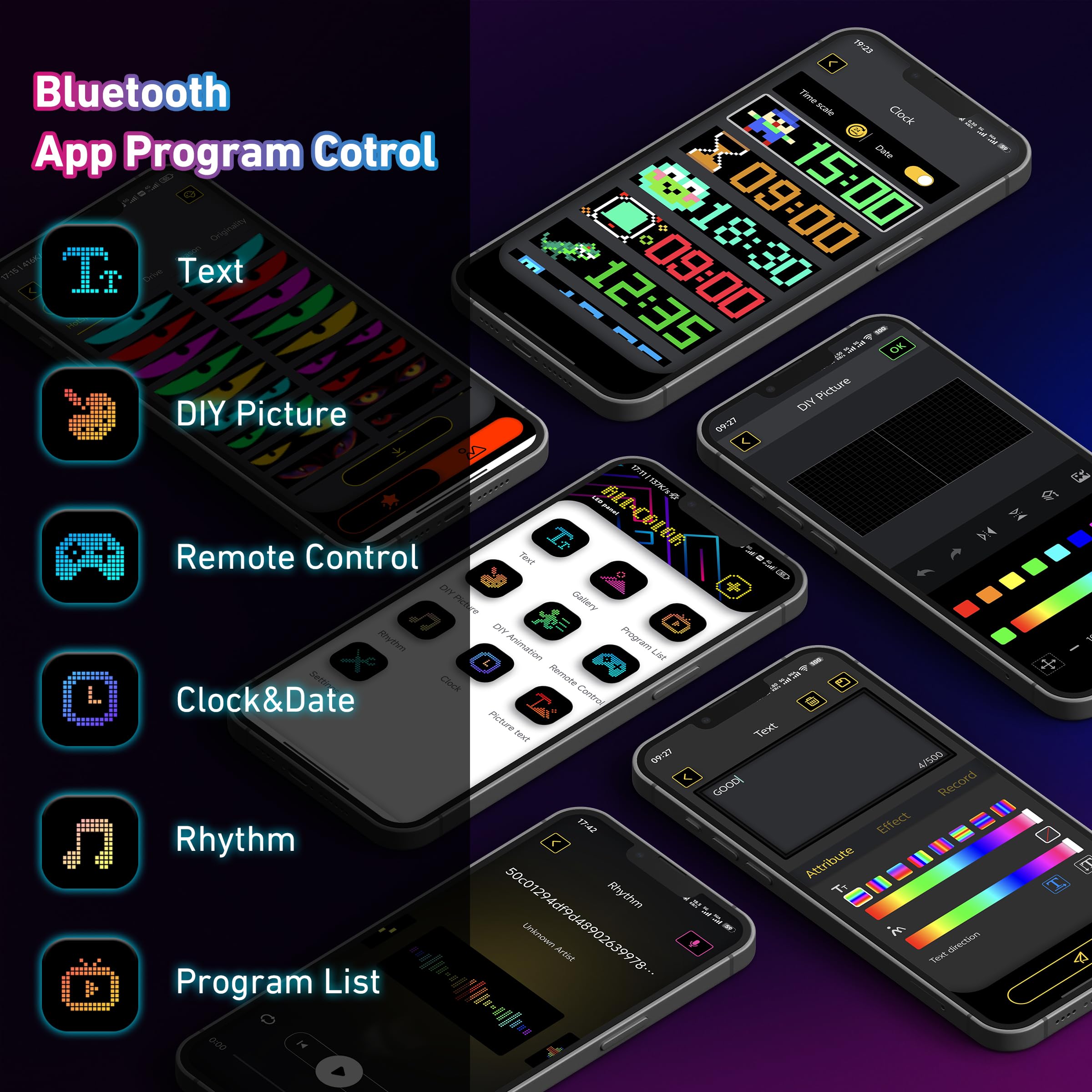 Programmable Devil Eyes Car Lights – Flexible RGB LED Windshield Display with App & Remote Control for Cars & Trucks