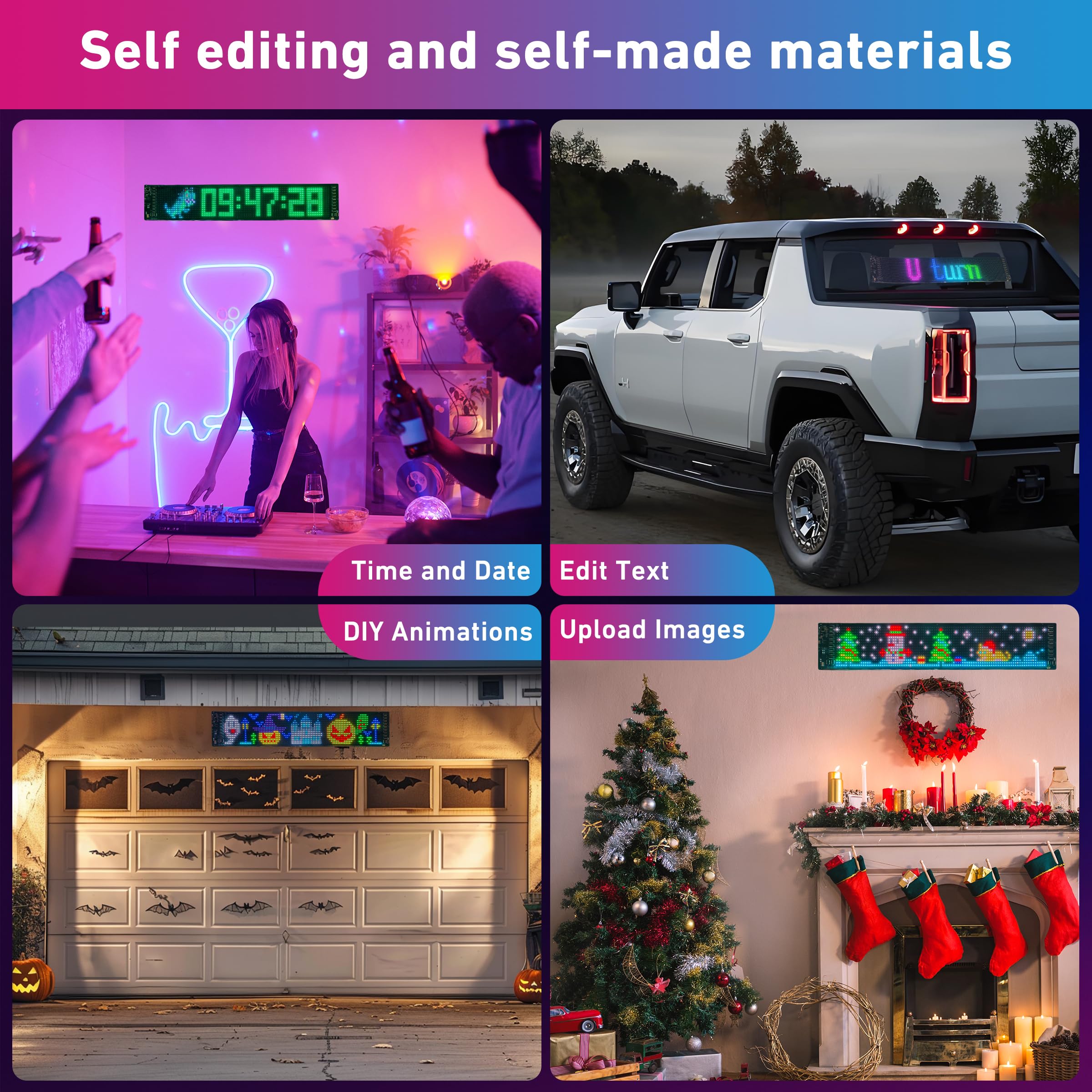 Programmable Devil Eyes Car Lights – Flexible RGB LED Windshield Display with App & Remote Control for Cars & Trucks