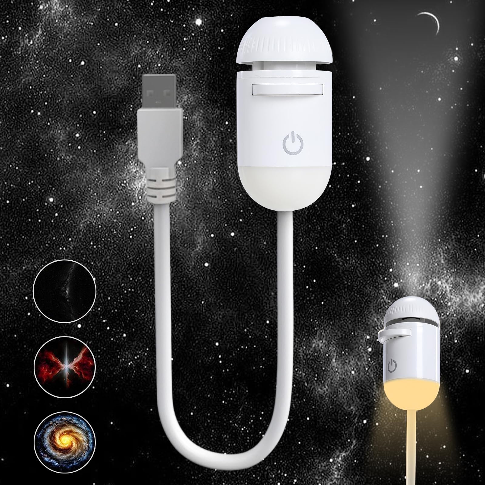 Mini Galaxy Projector Night Light – USB Starry Sky Lamp for Bedroom & Room Decor