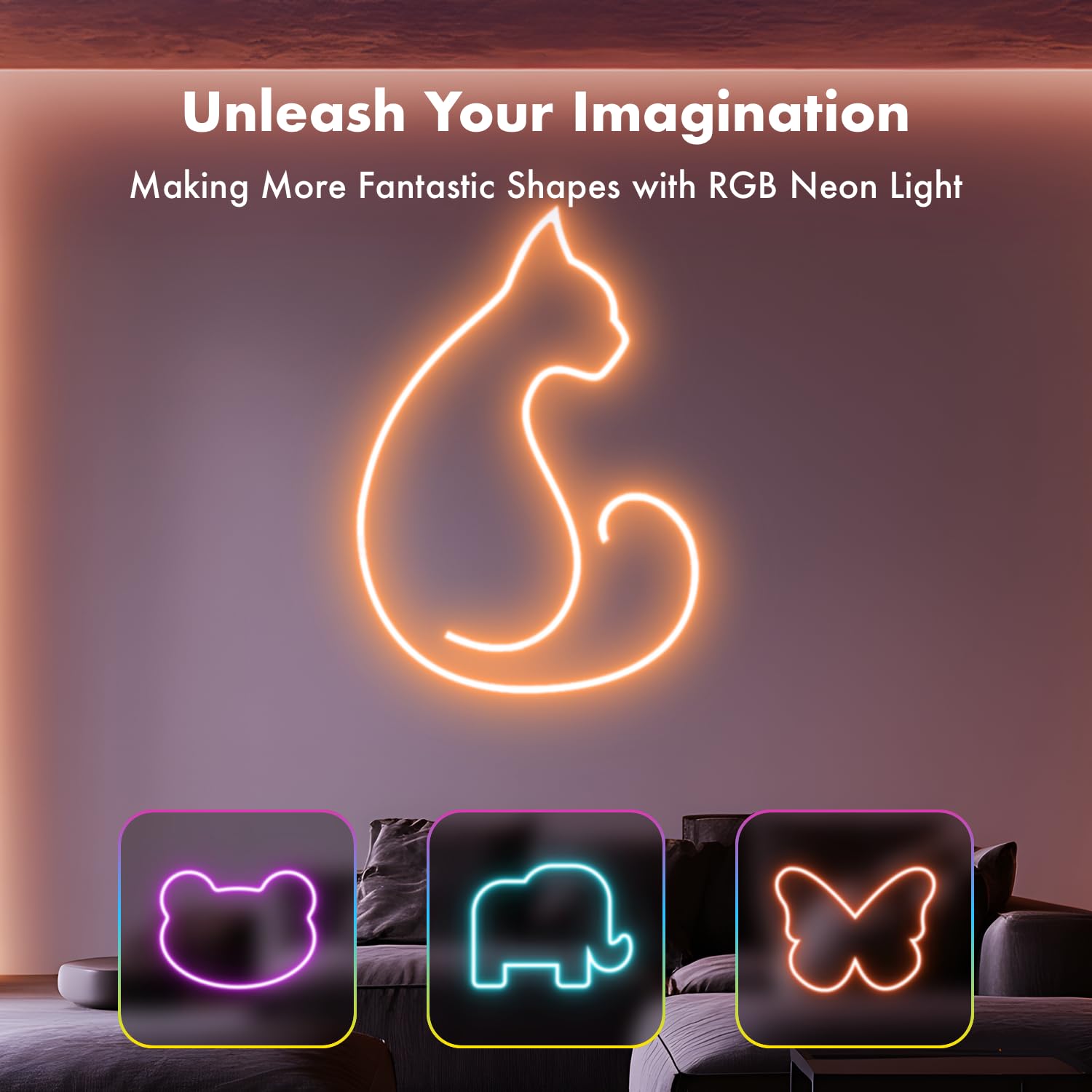 RGB Neon Rope Lights – Waterproof Music Sync LED Strip for Bedroom & Room Decor