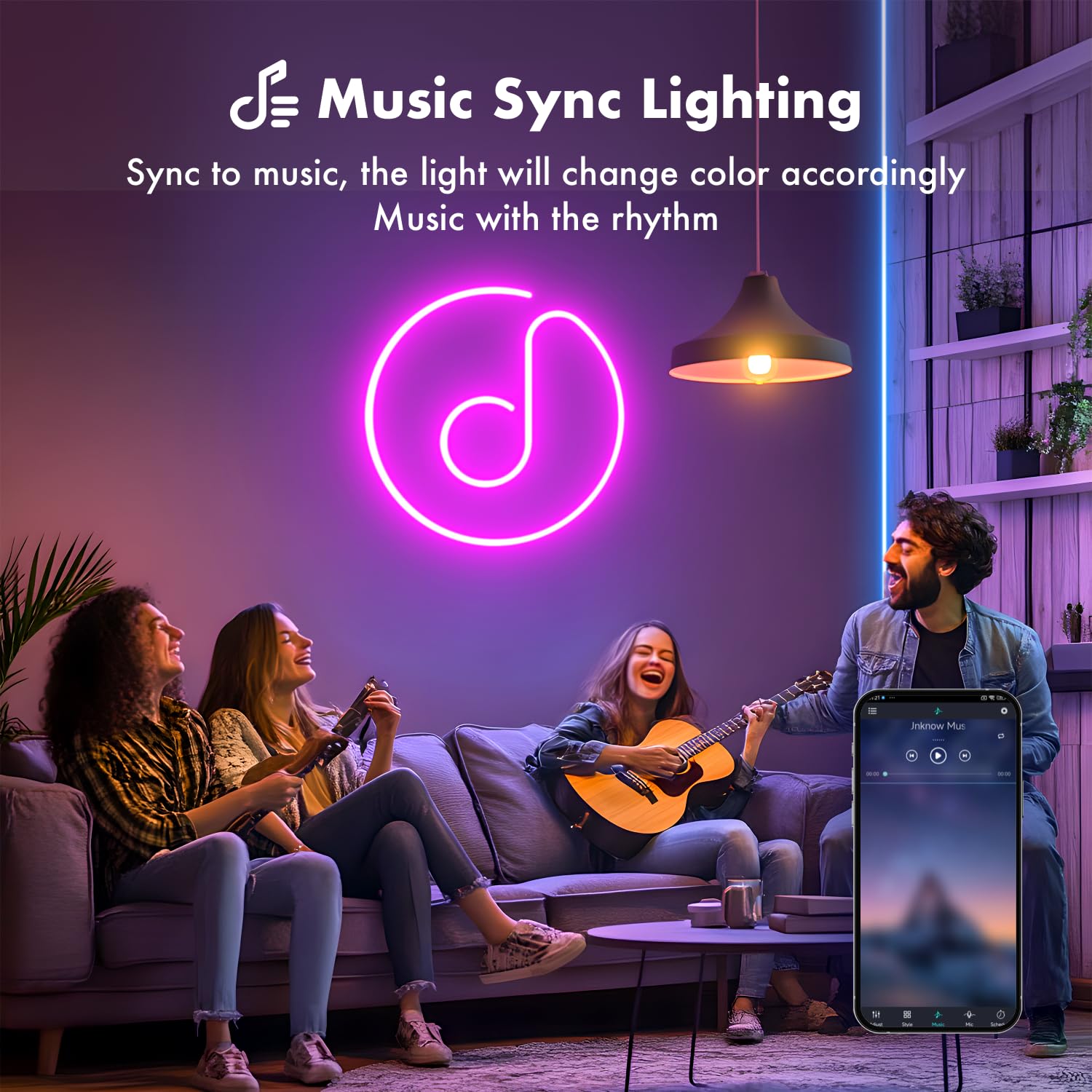 RGB Neon Rope Lights – Waterproof Music Sync LED Strip for Bedroom & Room Decor