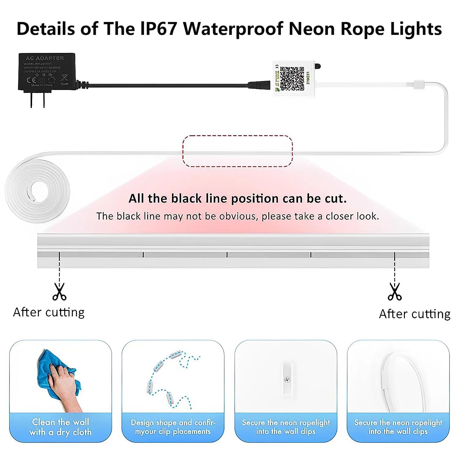 RGB Neon Rope Lights – Waterproof Music Sync LED Strip for Bedroom & Room Decor