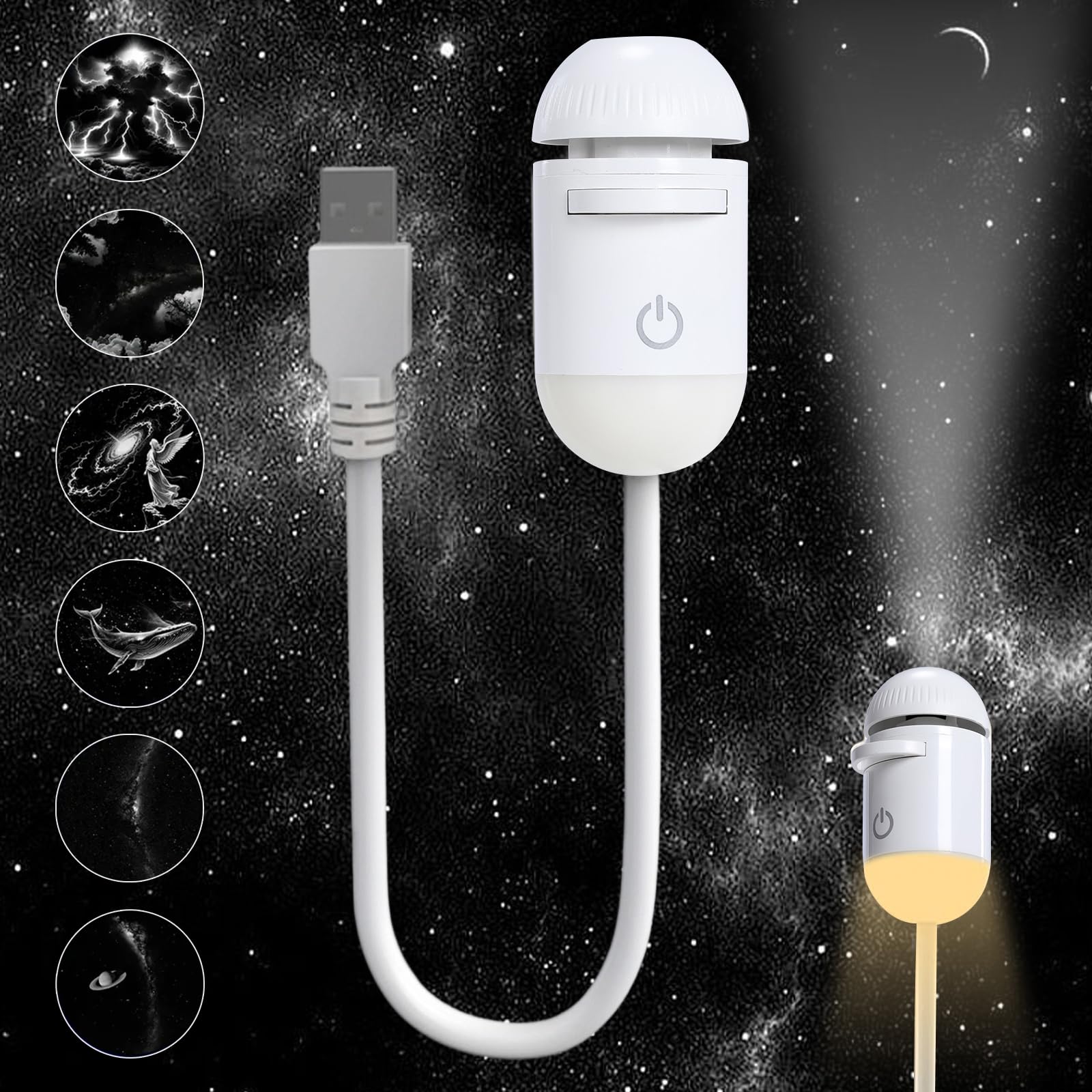 Mini Galaxy Projector Night Light – USB Starry Sky Lamp for Bedroom & Room Decor