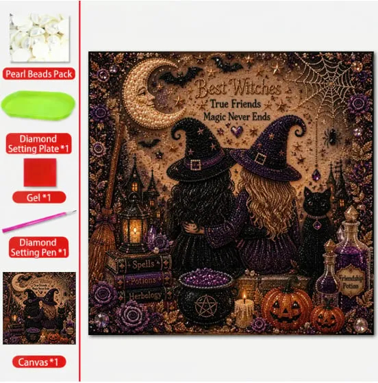 Cute Ghosts & Pumpkins 3D Pearl Mosaic Art Kit  – Relaxing Beginner-Friendly Halloween DIY Craft