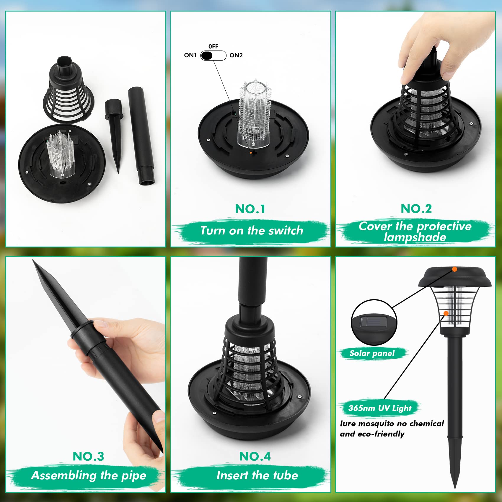 Solar Bug Zapper Lamp – Waterproof Mosquito Killer for Indoor & Outdoor Use