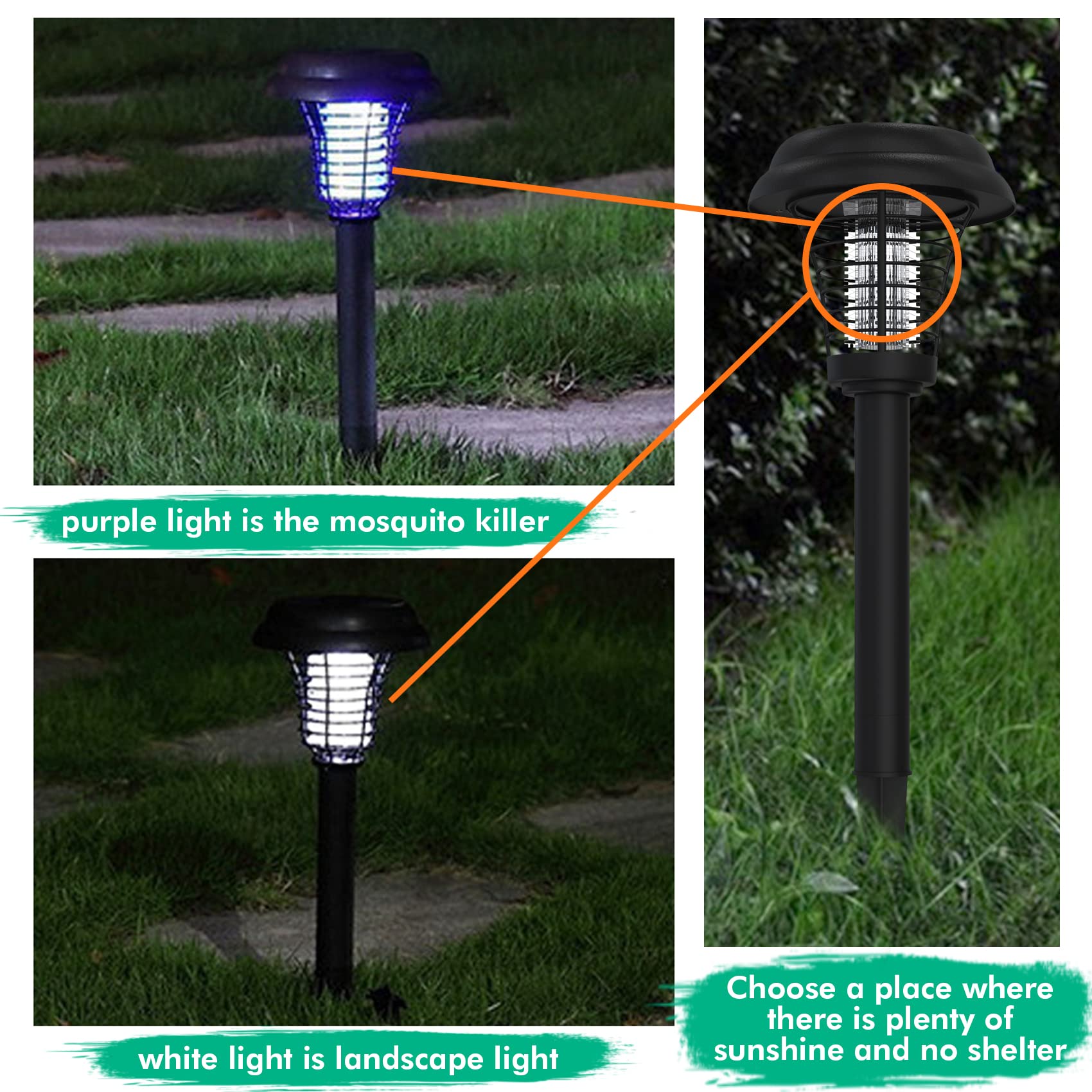 Solar Bug Zapper Lamp – Waterproof Mosquito Killer for Indoor & Outdoor Use
