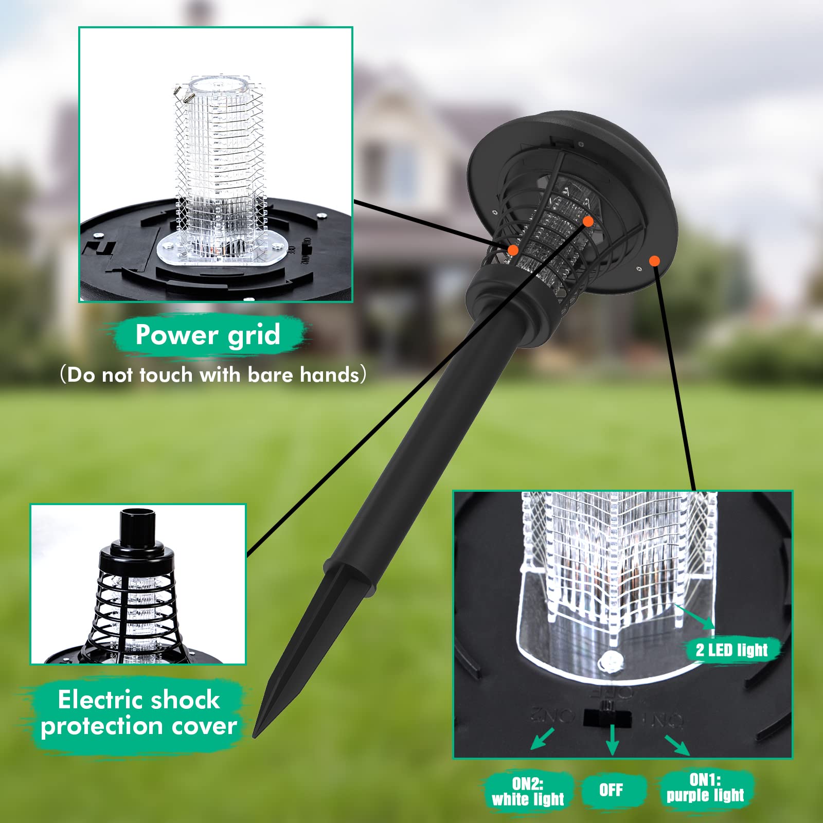 Solar Bug Zapper Lamp – Waterproof Mosquito Killer for Indoor & Outdoor Use