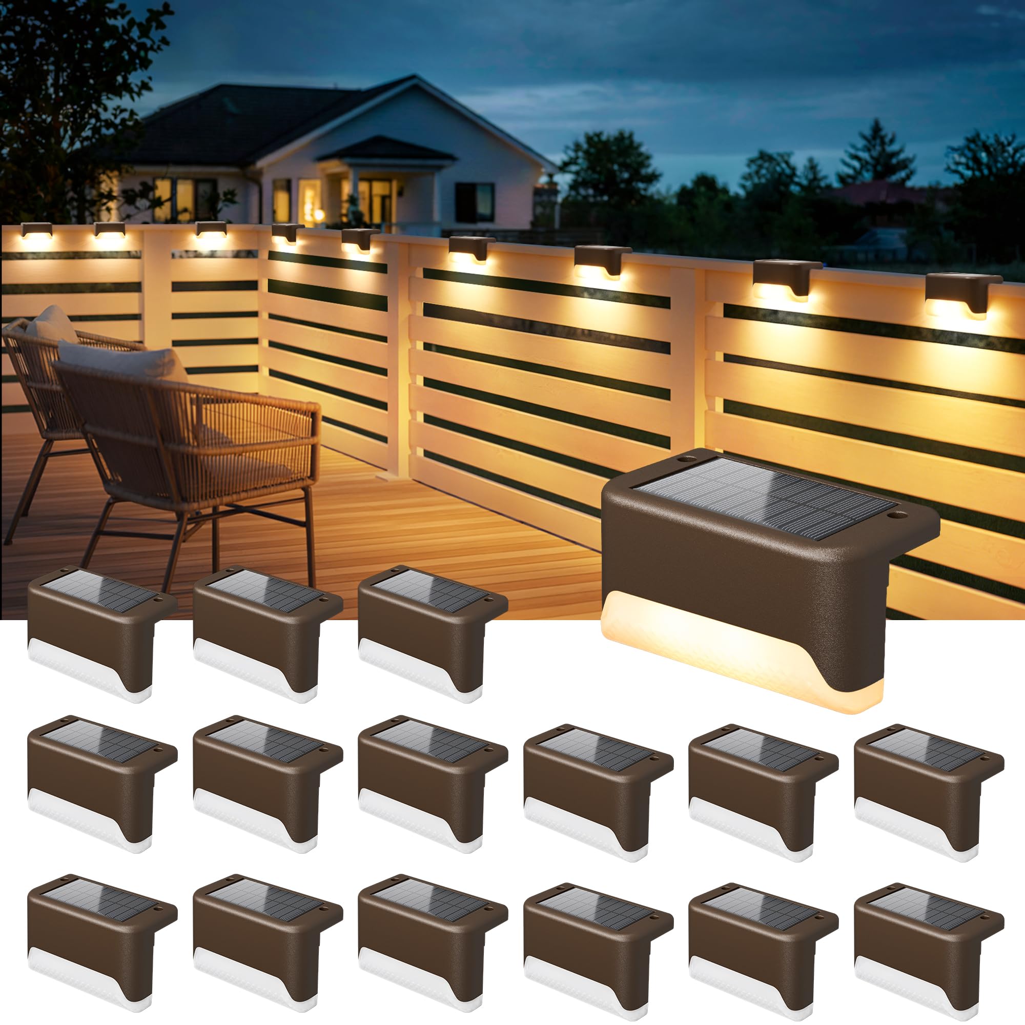 Solar Deck Lights – Waterproof RGB LED Fence & Step Lights for Outdoor Decor
