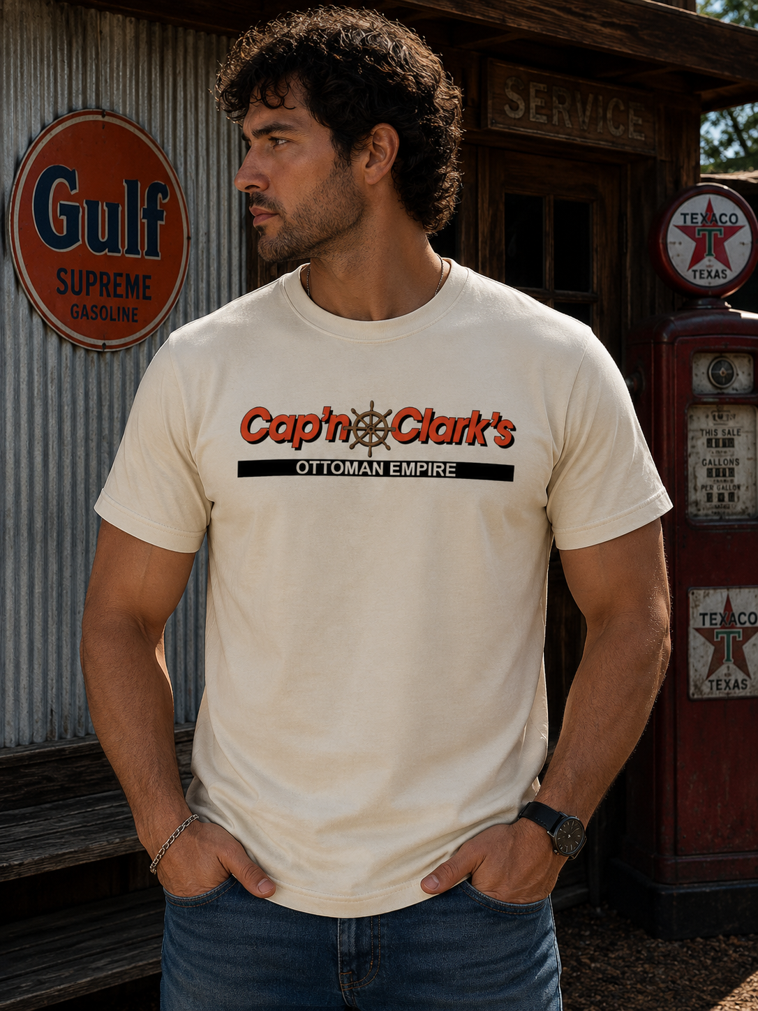 Retro Pirate Merchant Graphic T-Shirt – Funny Vintage Advertisement Tee