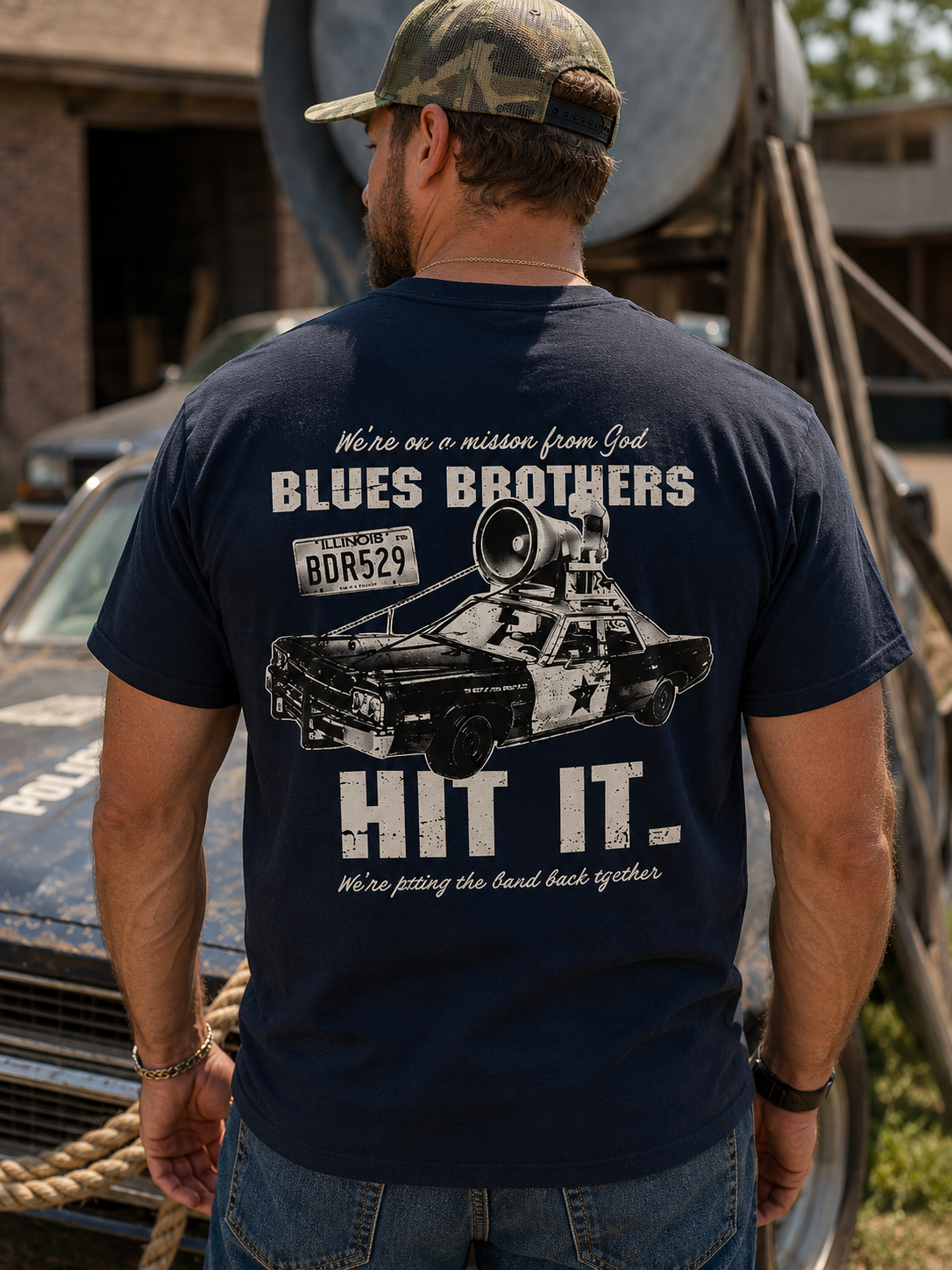 Vintage Americana Patrol Car Graphic T-Shirt – Retro Road Show Tee