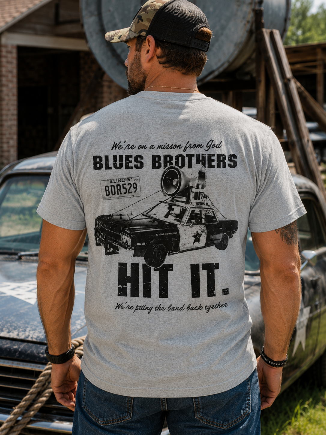 Vintage Americana Patrol Car Graphic T-Shirt – Retro Road Show Tee