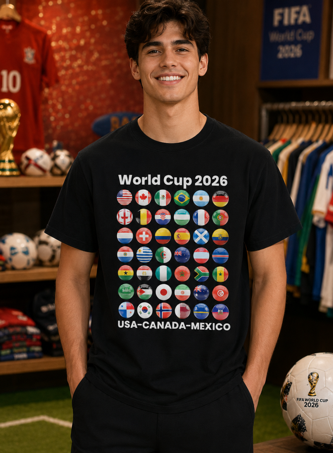World Soccer 2026 Host Cities Graphic Tee – International Football Fan T-Shirt