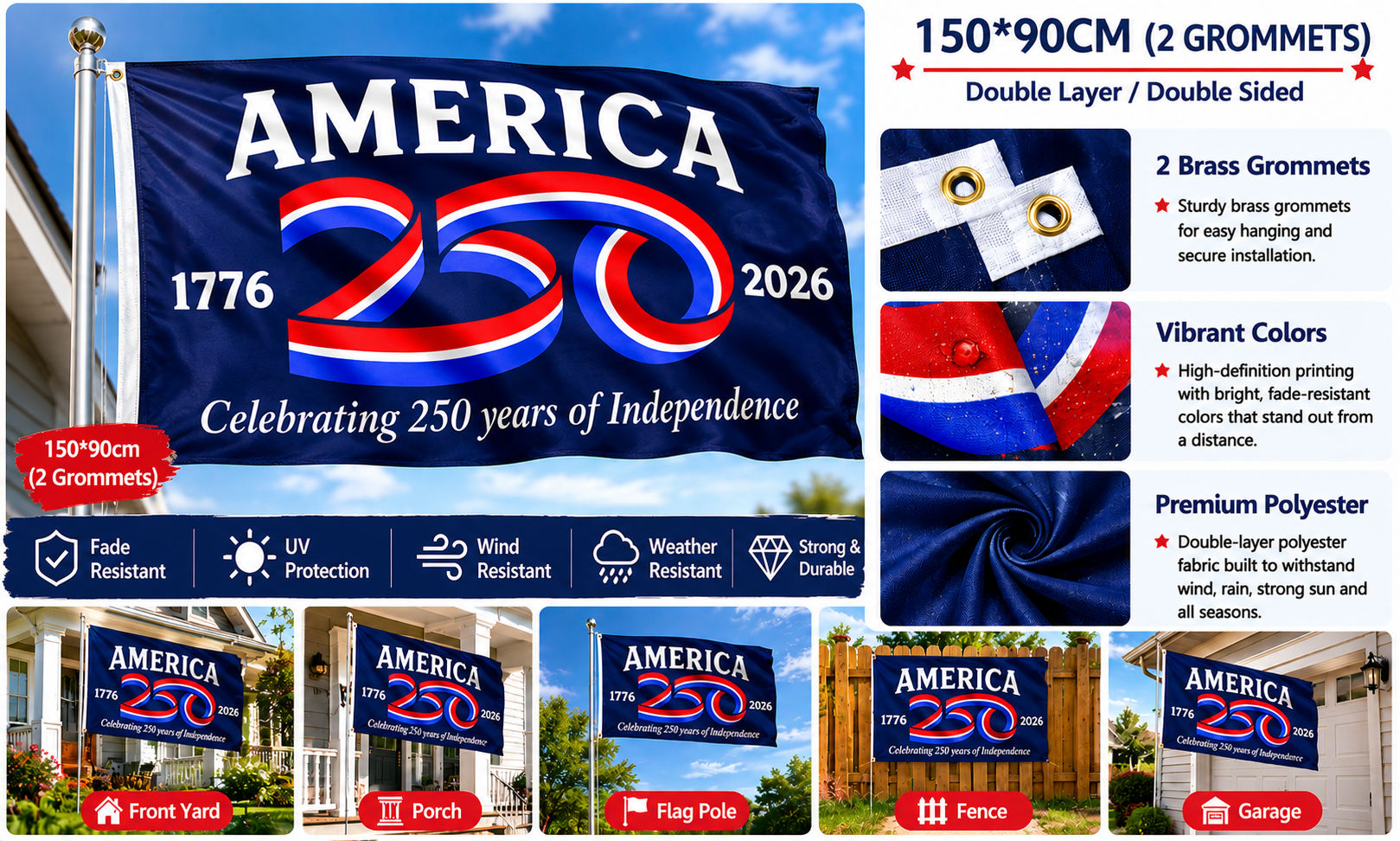USA 250th Anniversary Flag – Celebrating 250 Years of Independence (1776–2026)