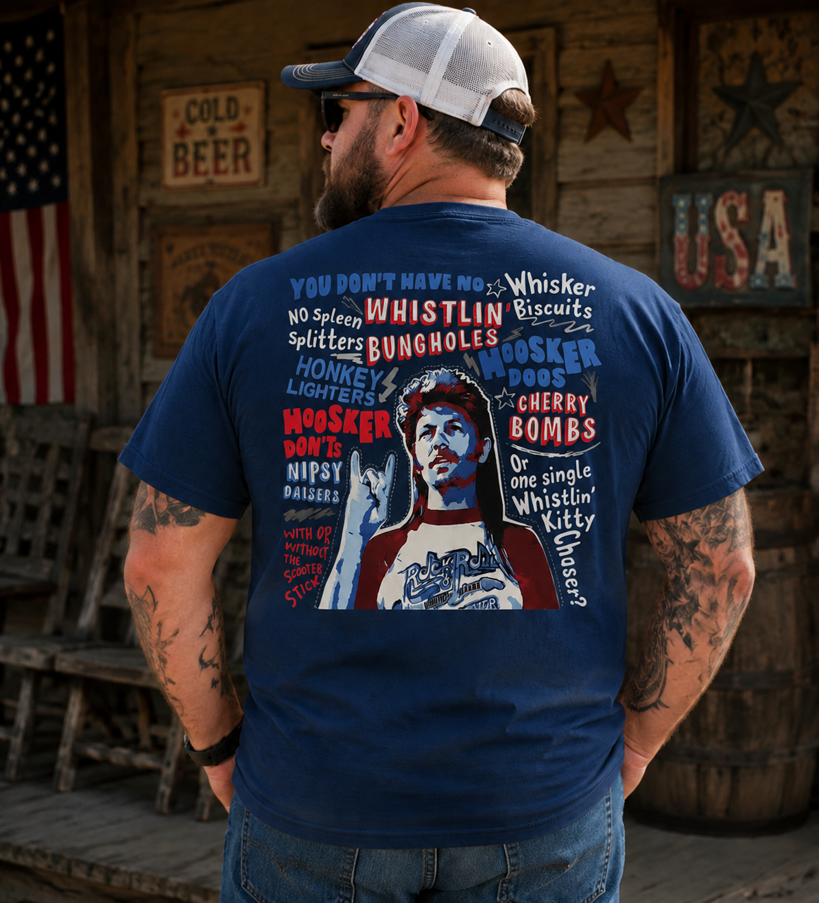 Red, White & Country Humor Graphic T-Shirt – Vintage Americana Tee
