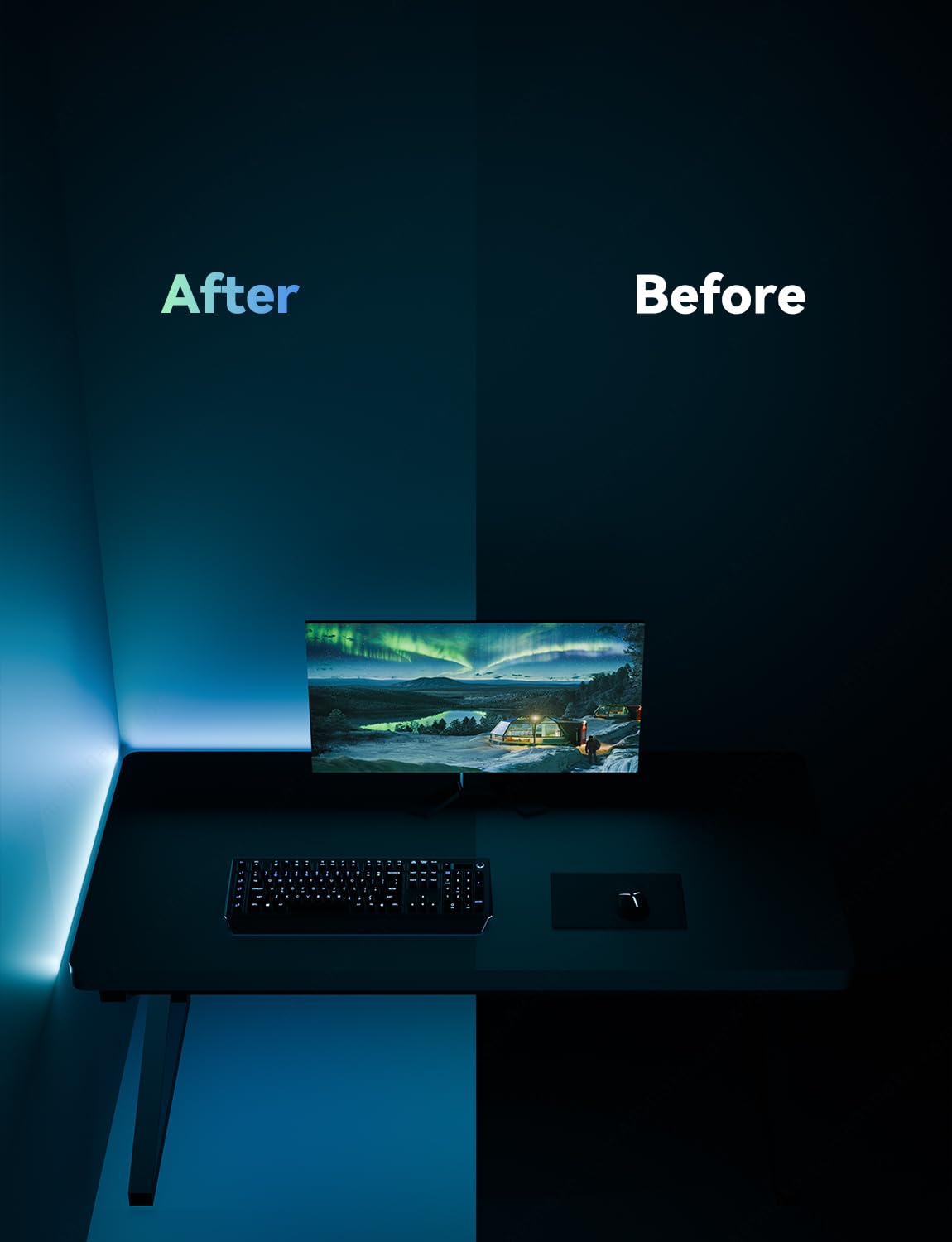 RGBIC Monitor Backlight – Smart Screen Sync LED Lights for Gaming & Desk Setup