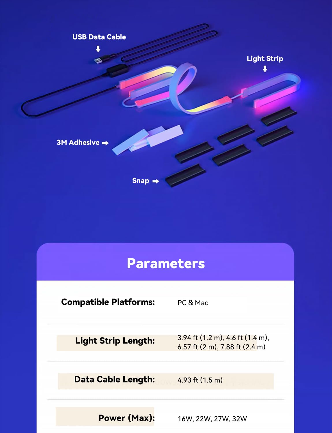 RGBIC Monitor Backlight – Smart Screen Sync LED Lights for Gaming & Desk Setup