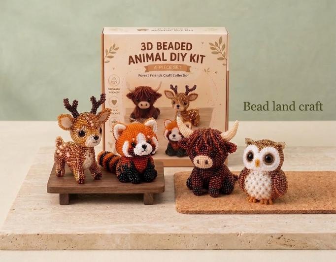 3D Animal Beading DIY Kit – Beginner-Friendly Bead Craft Set for Creating Cute Handmade Figures
