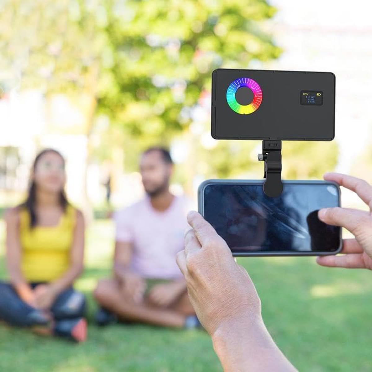 Portable RGB Selfie Light – Rechargeable Dimmable LED Video Panel with Phone Clip for TikTok, Streaming & Content Creation
