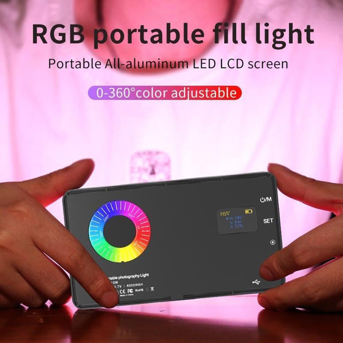Portable RGB Selfie Light – Rechargeable Dimmable LED Video Panel with Phone Clip for TikTok, Streaming & Content Creation