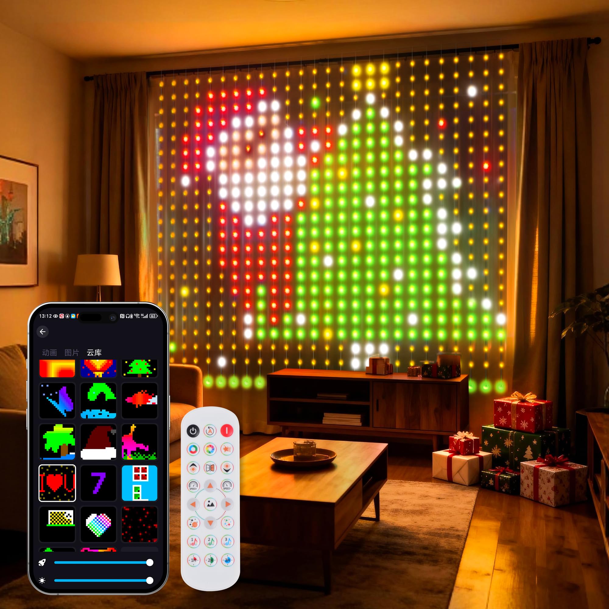 Smart RGB Curtain Lights – DIY Color-Changing LED Wall Decor with APP & Remote Control
