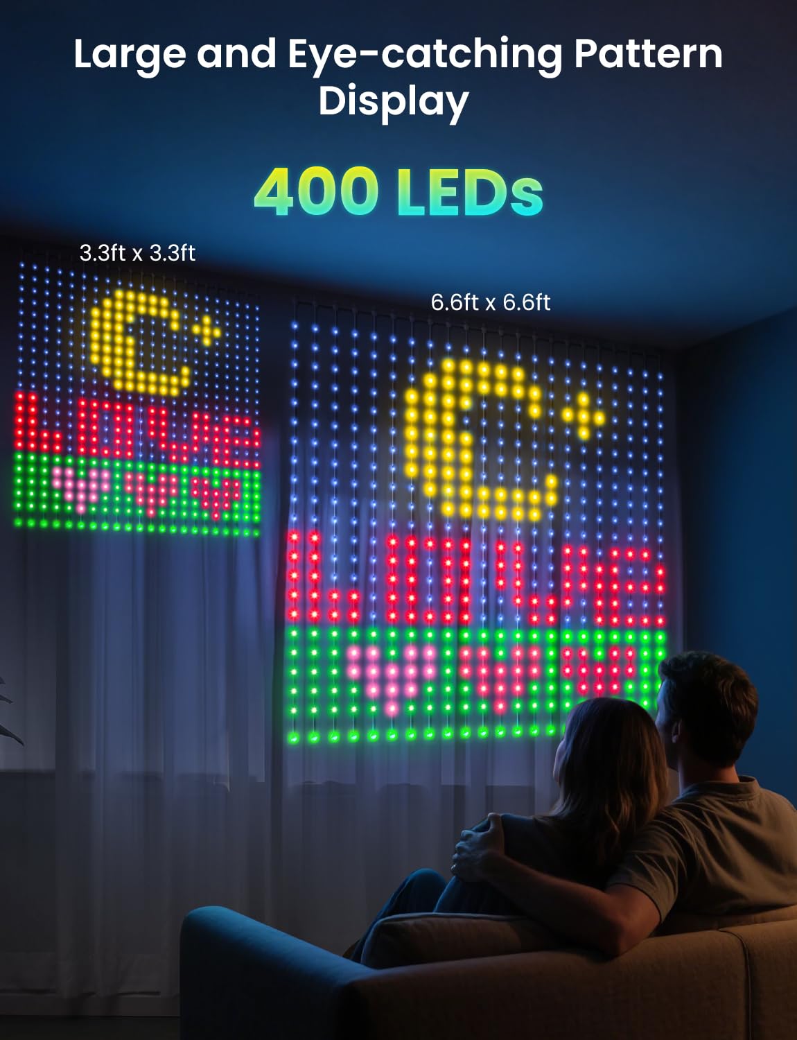 Smart RGB Curtain Lights – DIY Color-Changing LED Wall Decor with APP & Remote Control