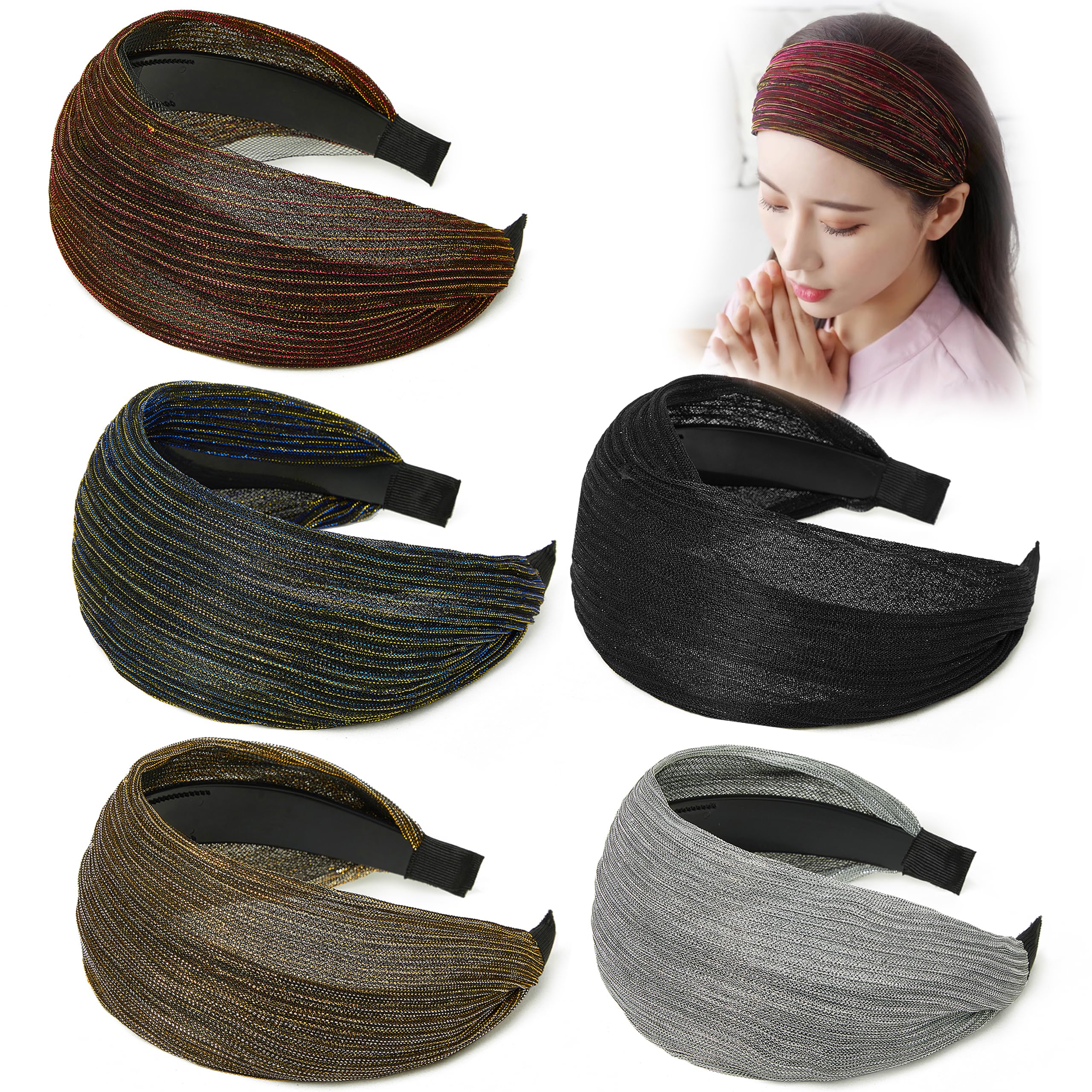 Fashion Wide Lace Headbands for Women – Elegant Non-Slip Stretch Hairbands for Everyday Hairstyles