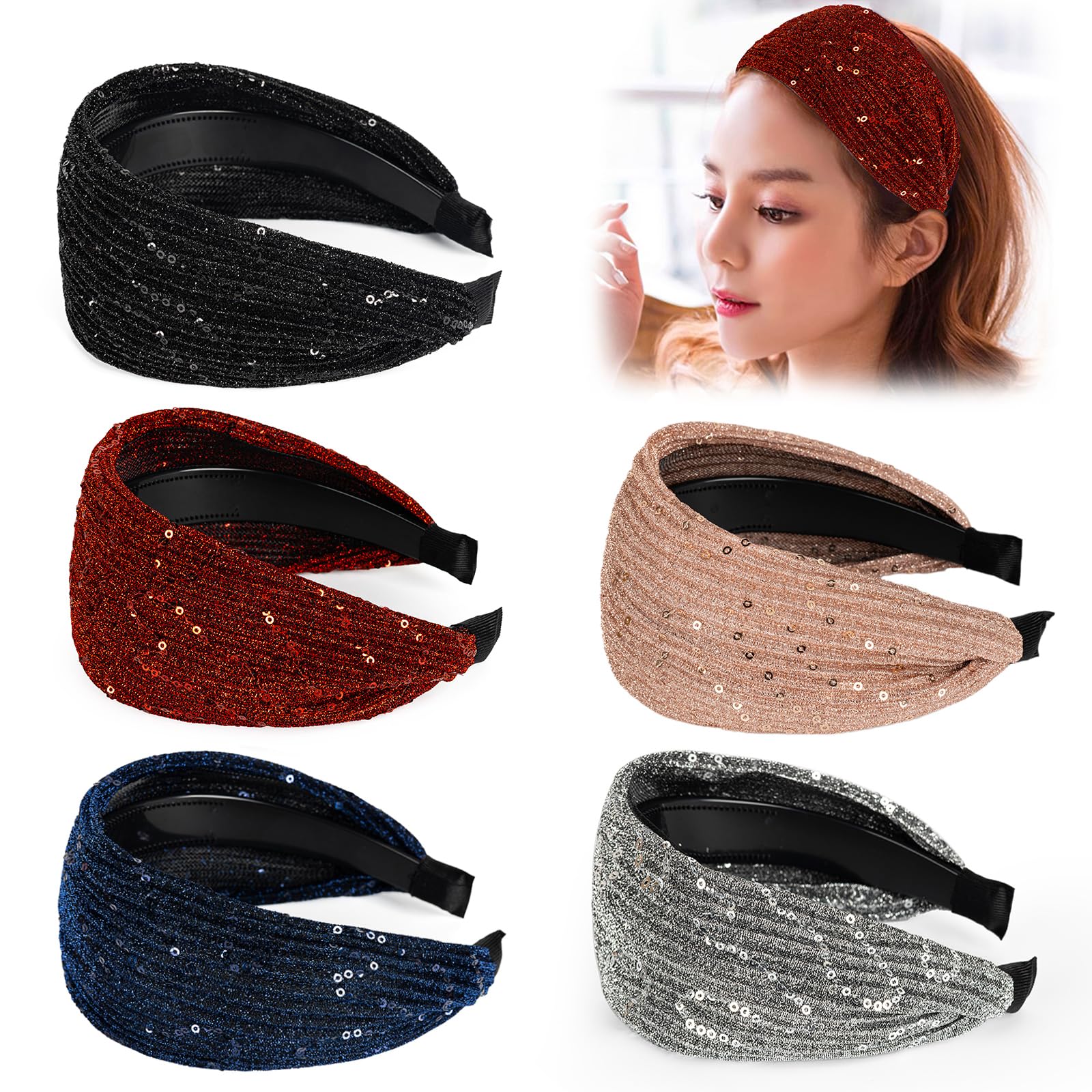 Fashion Wide Lace Headbands for Women – Elegant Non-Slip Stretch Hairbands for Everyday Hairstyles