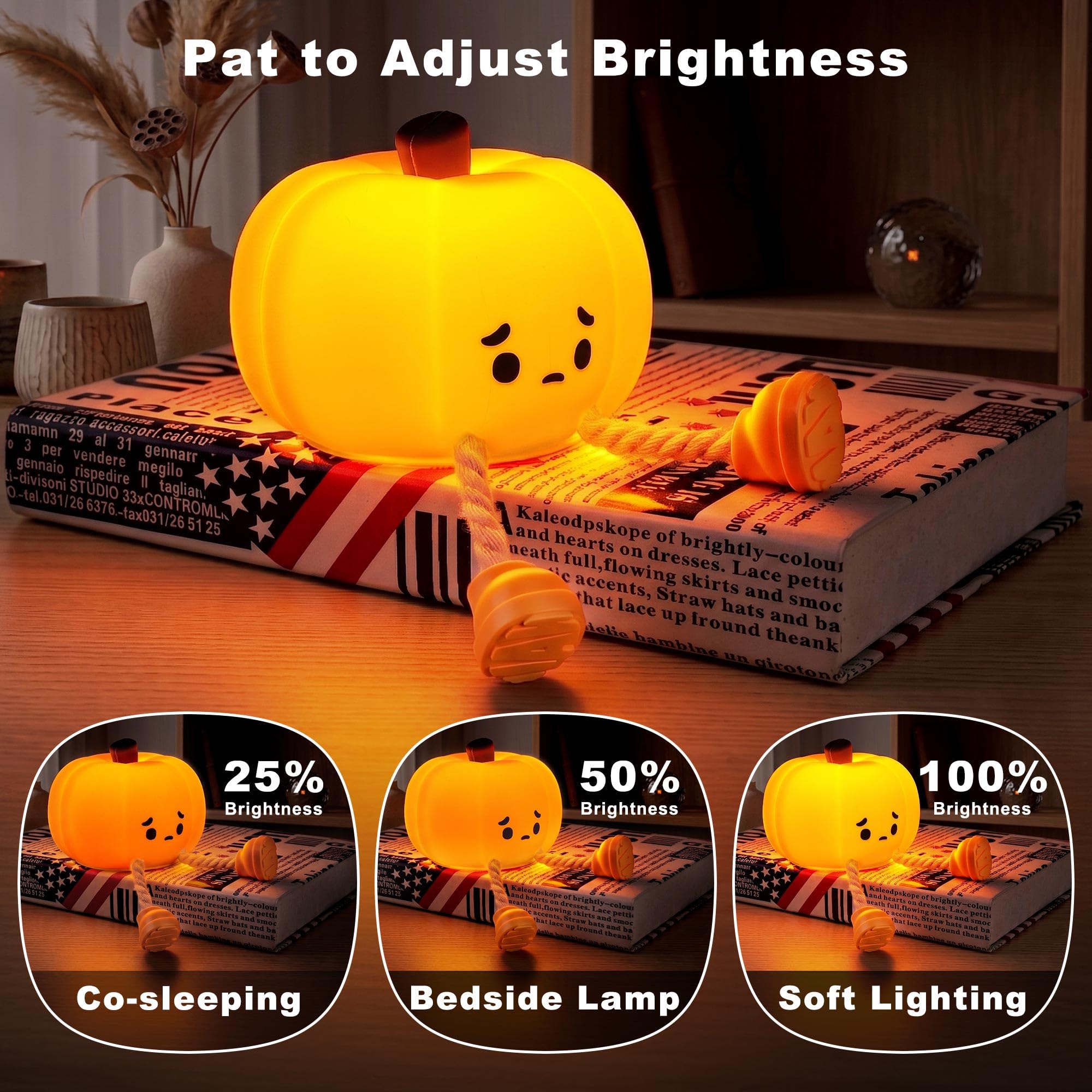 Cute Ghost Night Light – Rechargeable Dimmable Halloween Silicone Lamp with Tap Control for Bedroom & Nursery Decor